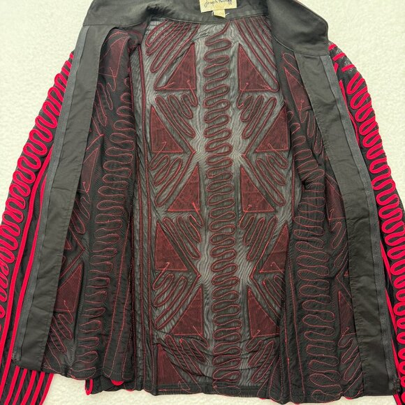 VTG Joseph Ribkoff Statement Jacket Black Red Geometric Abstract Bold 80s 90s XL - Picture 10 of 14